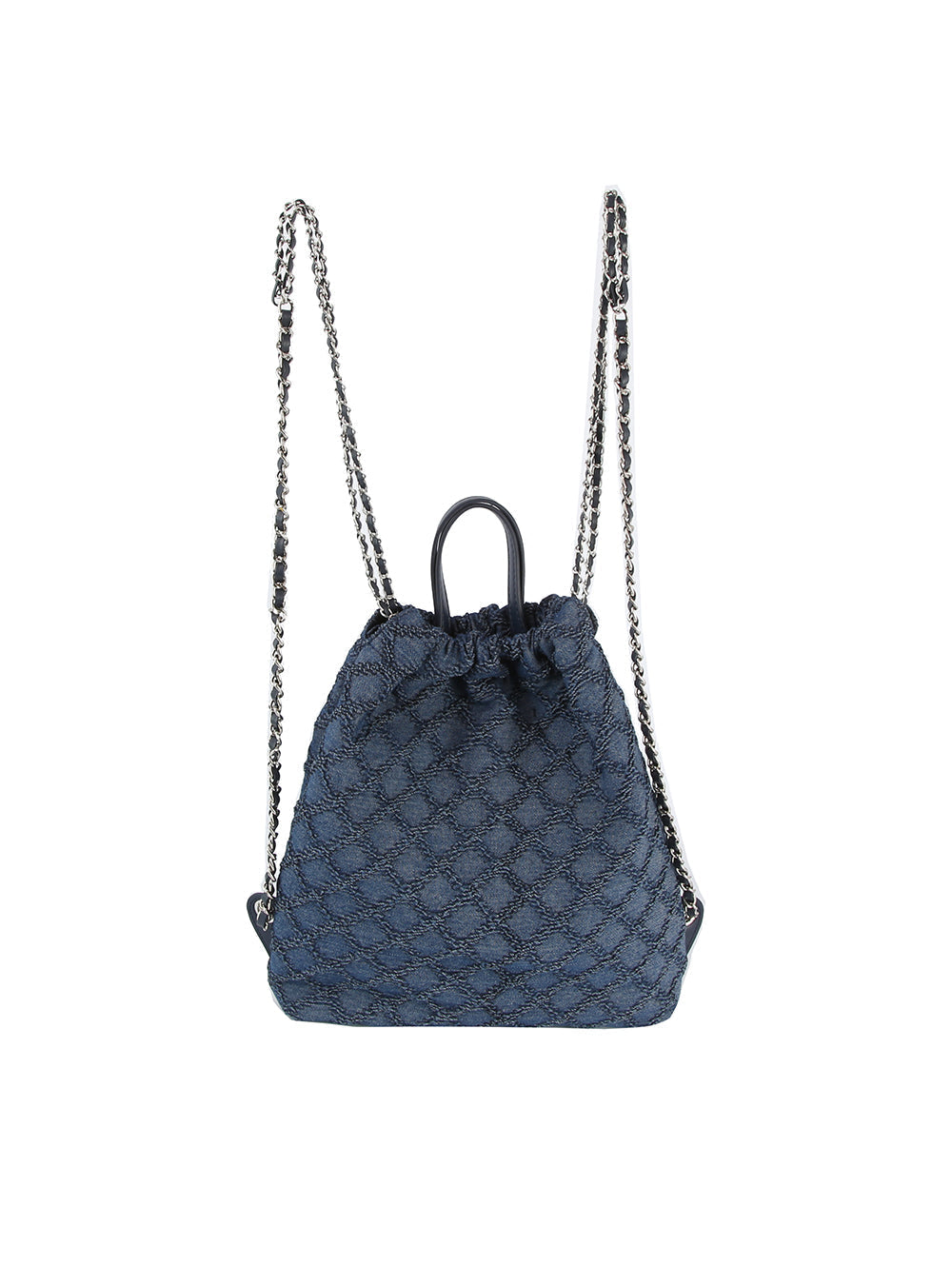 Quilted Design Denim Backpack by hfstylish