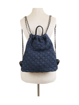 Quilted Design Denim Backpack by hfstylish