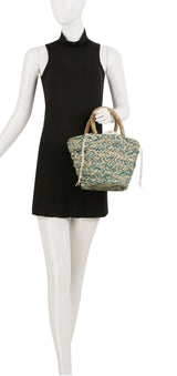 Two tone straw tote by hfstylish