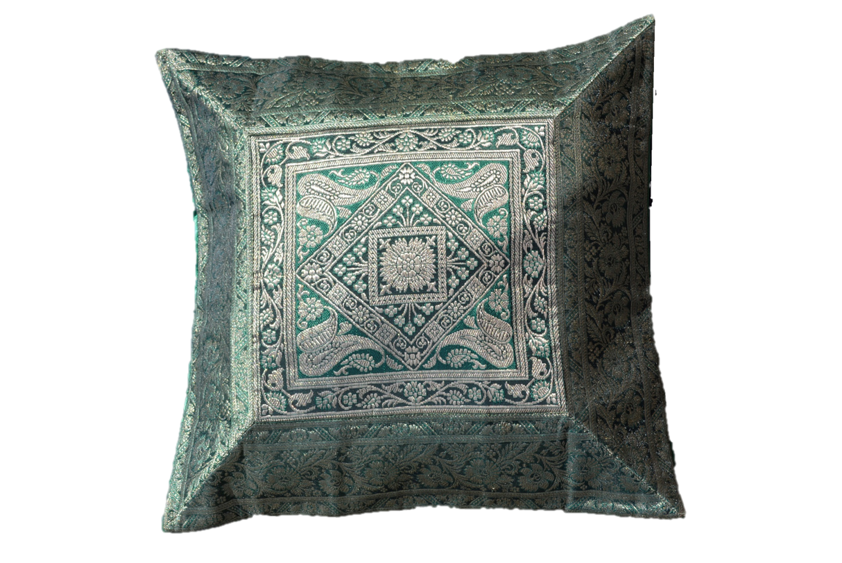 Brocade Silk decorative throw pillow case by OMSutra