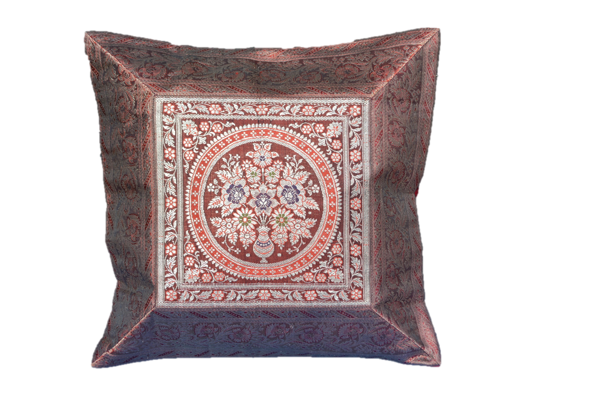 Brocade Silk decorative throw pillow case by OMSutra