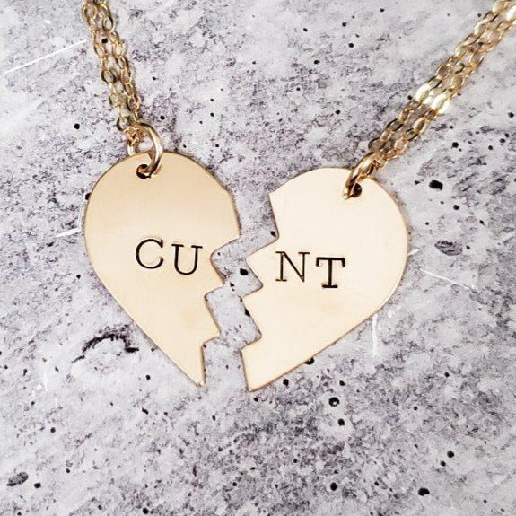 CUNT Broken Heart Friendship Necklaces by Salt and Sparkle