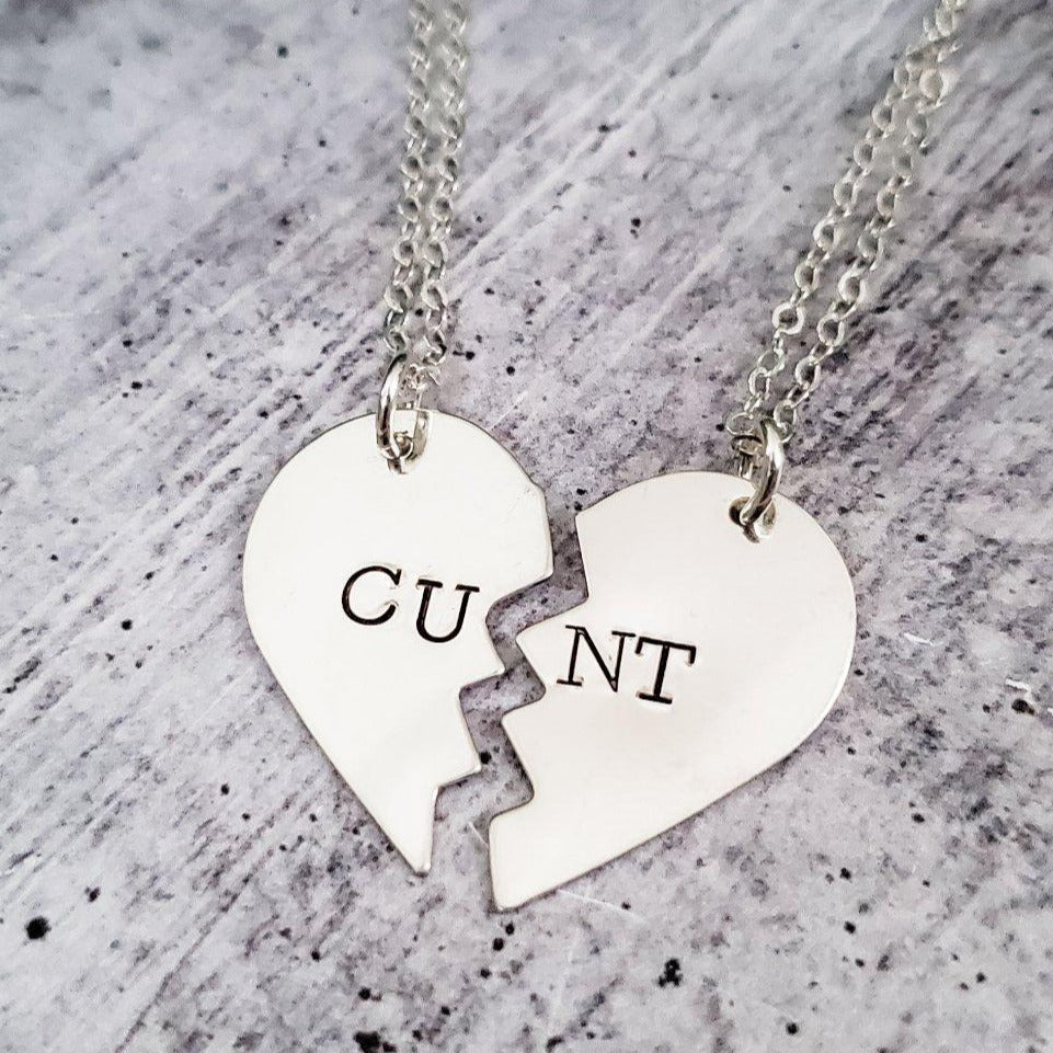 CUNT Broken Heart Friendship Necklaces by Salt and Sparkle