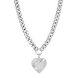 CURB CHAIN & HEART PENDANT NECKLACE by eklexic jewelry