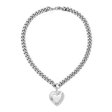 CURB CHAIN & HEART PENDANT NECKLACE by eklexic jewelry