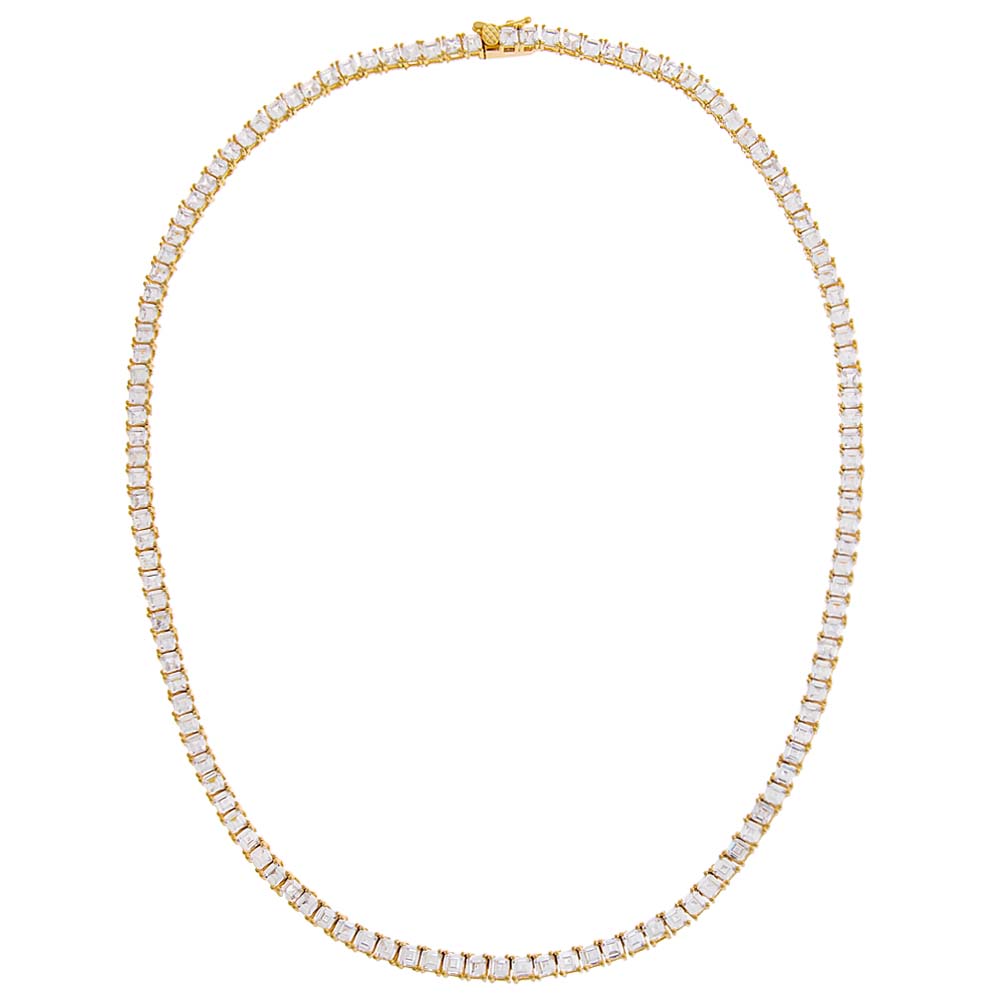 CZ Princess Cut Tennis Necklace by By Adina Eden