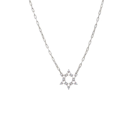 CZ Solitaire X Baguette Star of David Necklace by By Adina Eden