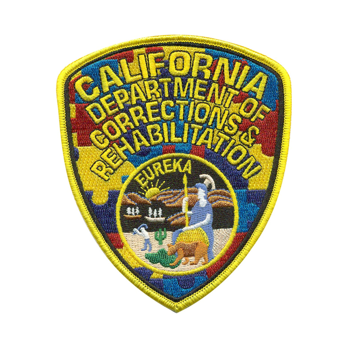 CDCR SHIELD <BR> Autism Awareness <br> Ribbon Arm Patch by Custom Pins & Buckles