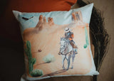 Canyon Cowboy | Desert Art | Arizona Art | Desert Painting | Saguaro Cactus | Arizona Gifts | Home Decor | Gift Idea | Throw PIllows by UniikPillows