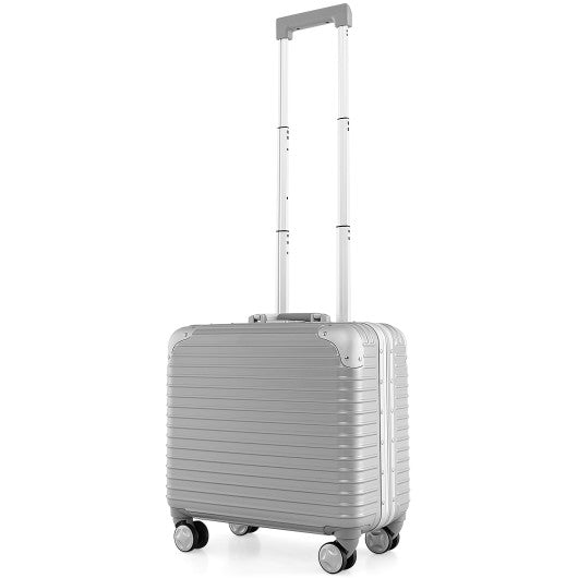 16 Inch Under-seat Carry On Luggage with Spinner Wheels and Laptop Compartment-Sliver