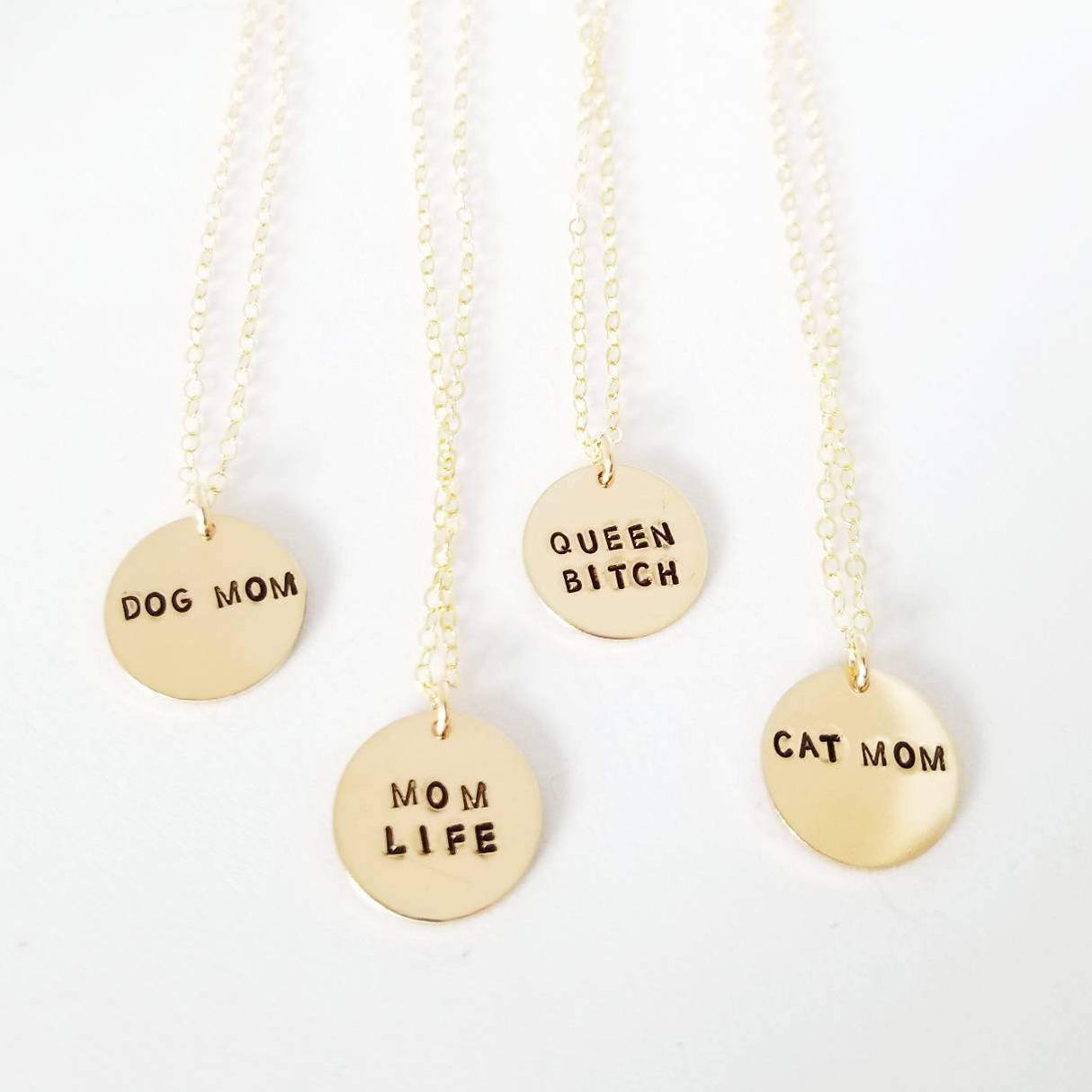 Cat Mom or Dog Mom Disc Necklace by Salt and Sparkle