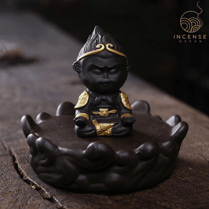 Ceramic Sun Wukong Backflow Incense Burner by incenseocean