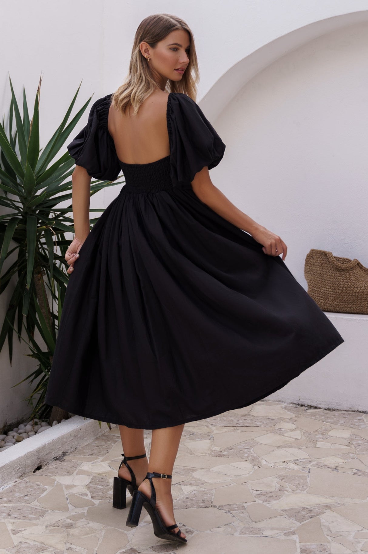 Cherie Puff Sleeve Midi Dress by ELF