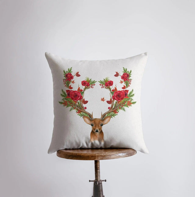 Christmas Deer Pillow Cover | Throw Pillow | Deer Decor | Deer Pillow Cover | Farmhouse Decor | Couch Pillows | Fall Decor | Bedroom Decor by UniikPillows - Vysn