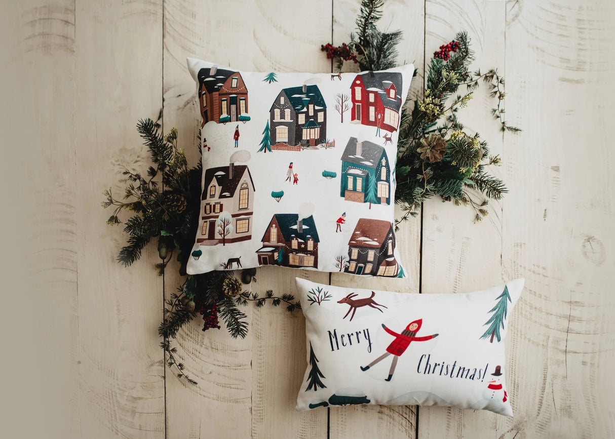 Christmas Village Houses Throw Pillow Cover |  | Christmas tree | Christmas Gifts | Room Decor | Mom Gift | Aaesthetic Room Decor by UniikPillows