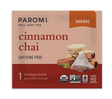 Organic Cinnamon Chai Rooibos Tea, Caffeine Free, in Pyramid Tea Bags by Paromi Tea