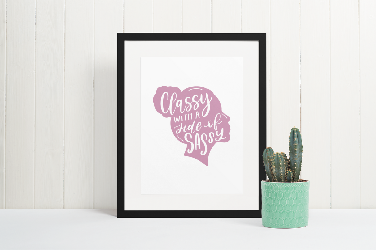 Classy With A Side Of Sassy Sarcastic Humorous Funny Wall Decor Quote Print by WinsterCreations™ Official Store