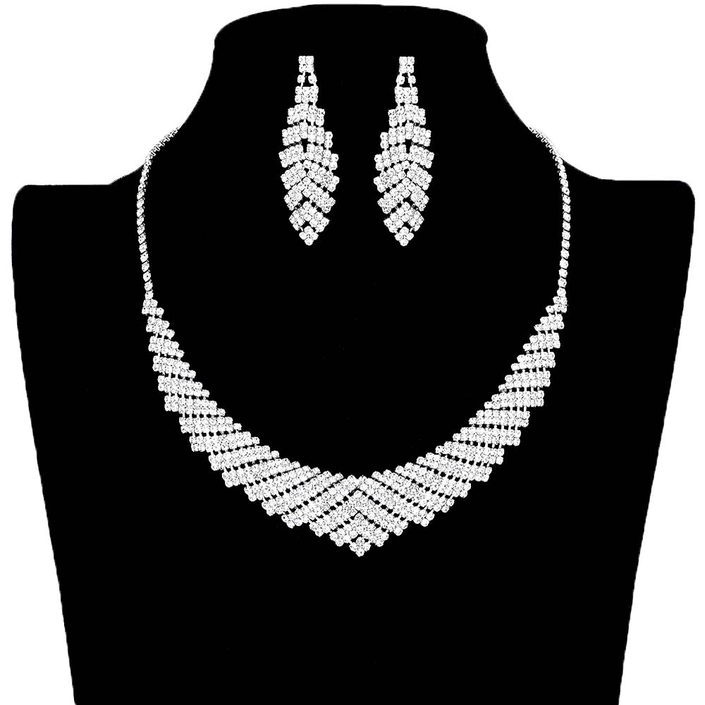 Curved Pave Crystal Rhinestone Necklace by Madeline Love