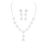 Floral Pave Crystal Rhinestone Pearl Necklace by Madeline Love