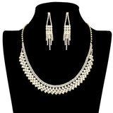 Dazzling Curved Rhinestone Necklace Earring Set by Madeline Love