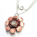 Copper Crystal Flower blossom Spinner Necklace by Alexa Martha Designs