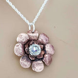 Copper Crystal Flower blossom Spinner Necklace by Alexa Martha Designs