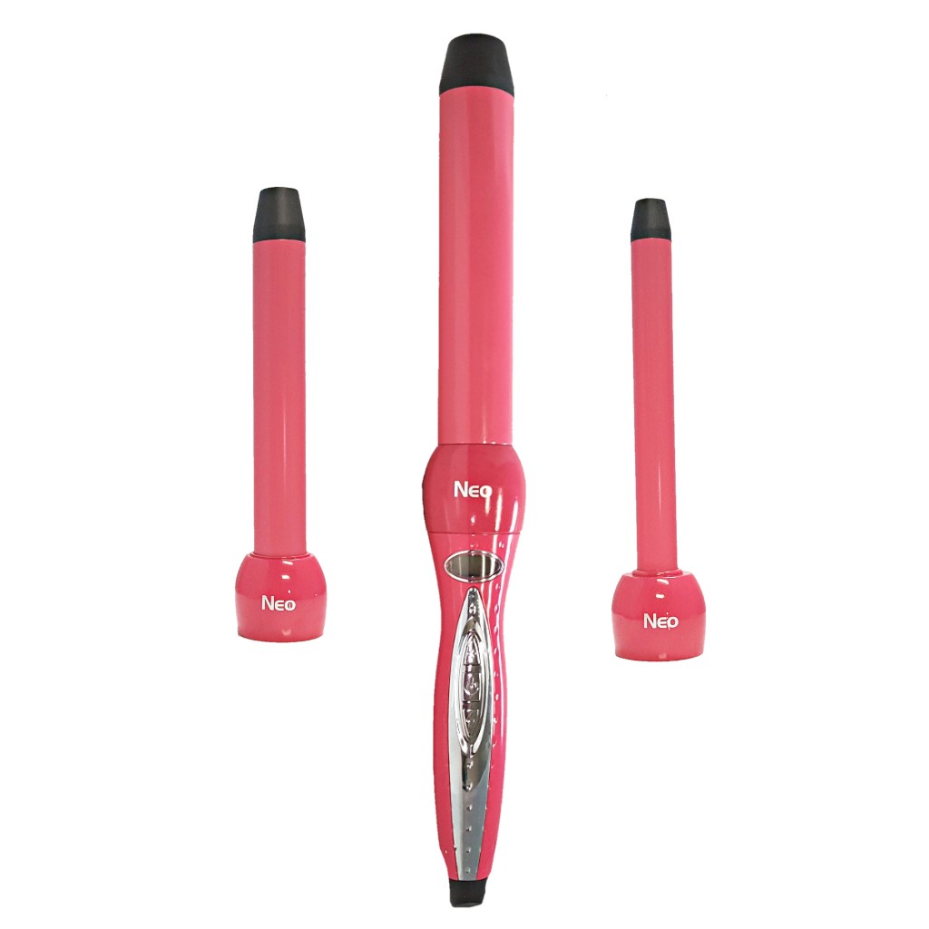 Twister 3-in-1 Digital Pro Interchangeable Ceramic Curling Wand Set - Pink