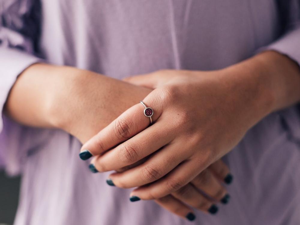 Cove Fuchsia Druzy Silver Ring by Little Sky Stone