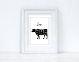 NEW Cow Beef Cuts Simple Cool Kitchen Farmhouse Wall Decor Print by WinsterCreations™ Official Store