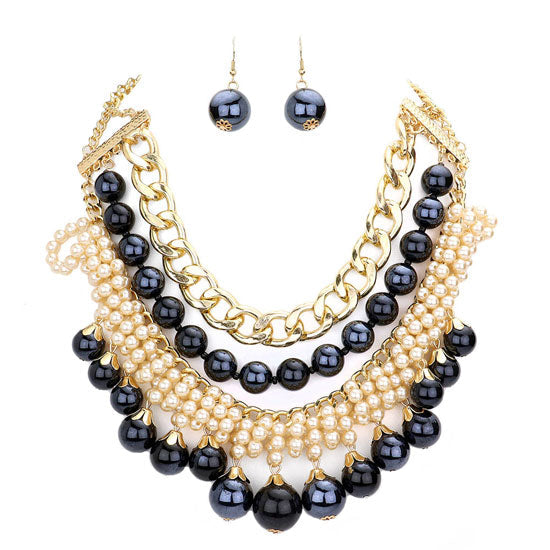 Pearl Chunky Metal Chain Statement Necklace by Madeline Love