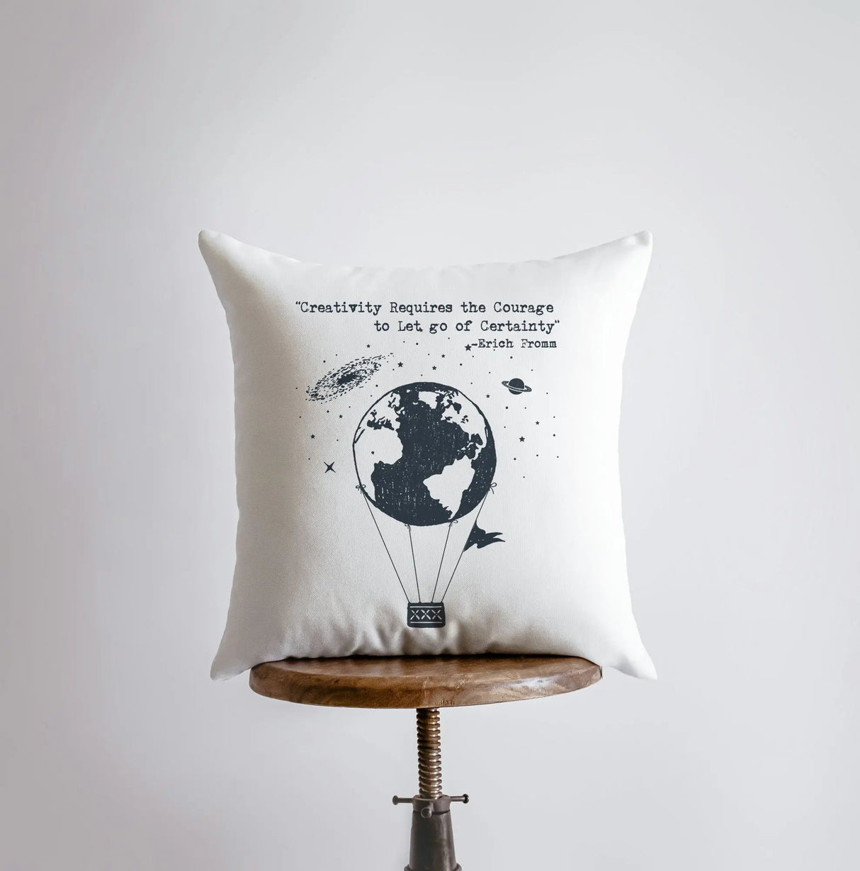 Creativity requires courage to let go of Certainty Pillow Cover | Hot Air Balloon Pillow | Famous Quotes | Motivational Quotes | Room Decor by UniikPillows