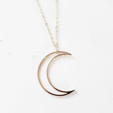 Crescent Moon Gold Necklace by Salt and Sparkle