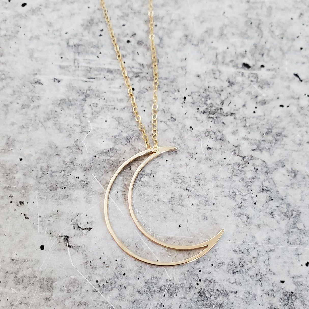 Crescent Moon Gold Necklace by Salt and Sparkle