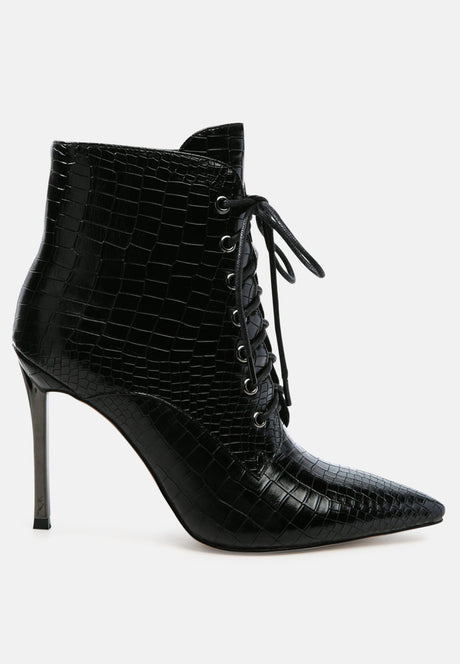 escala croc lace-up stiletto boots by London Rag