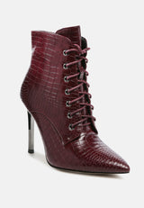 escala croc lace-up stiletto boots by London Rag