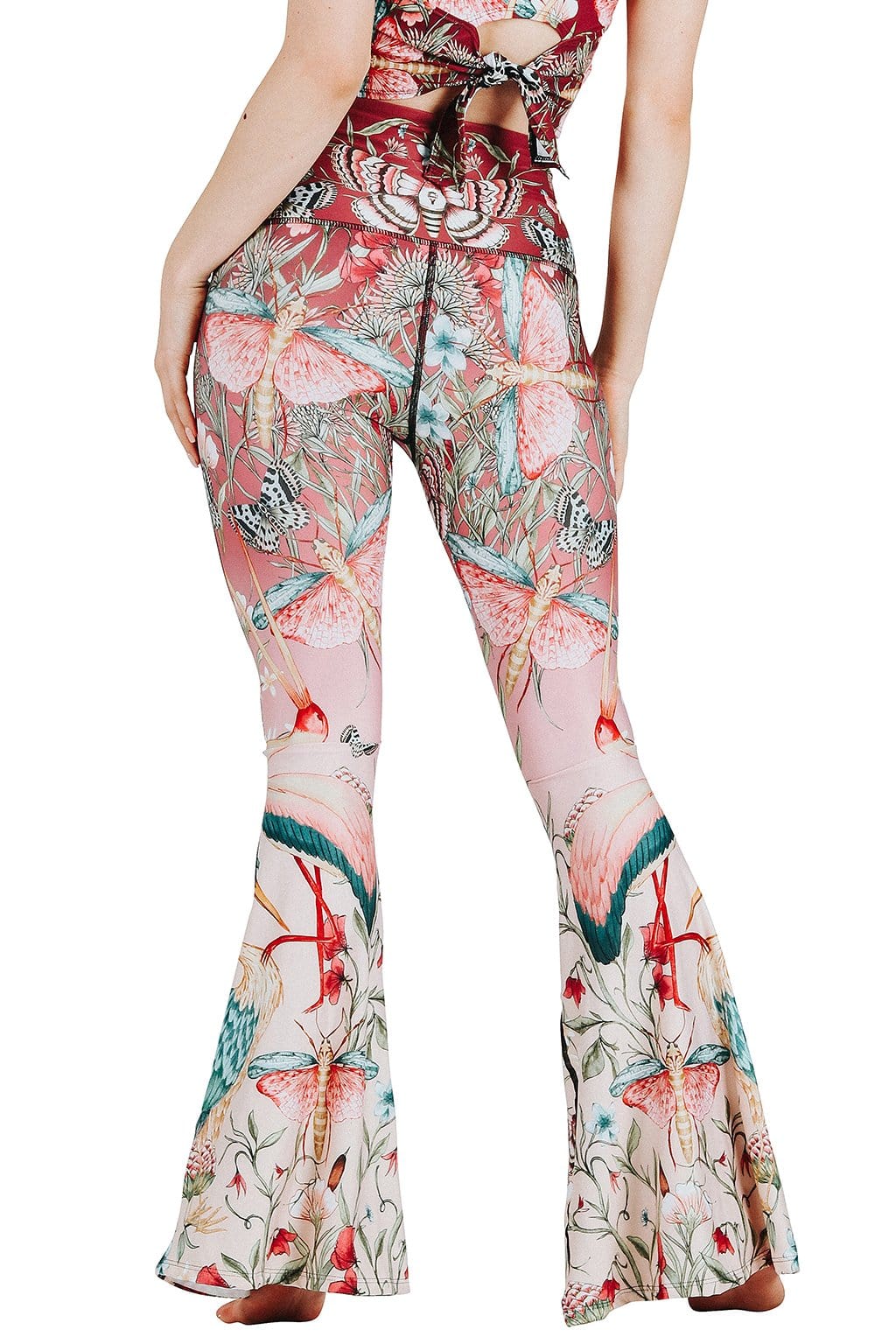 Pretty In Pink Printed Bell Bottoms by Yoga Democracy