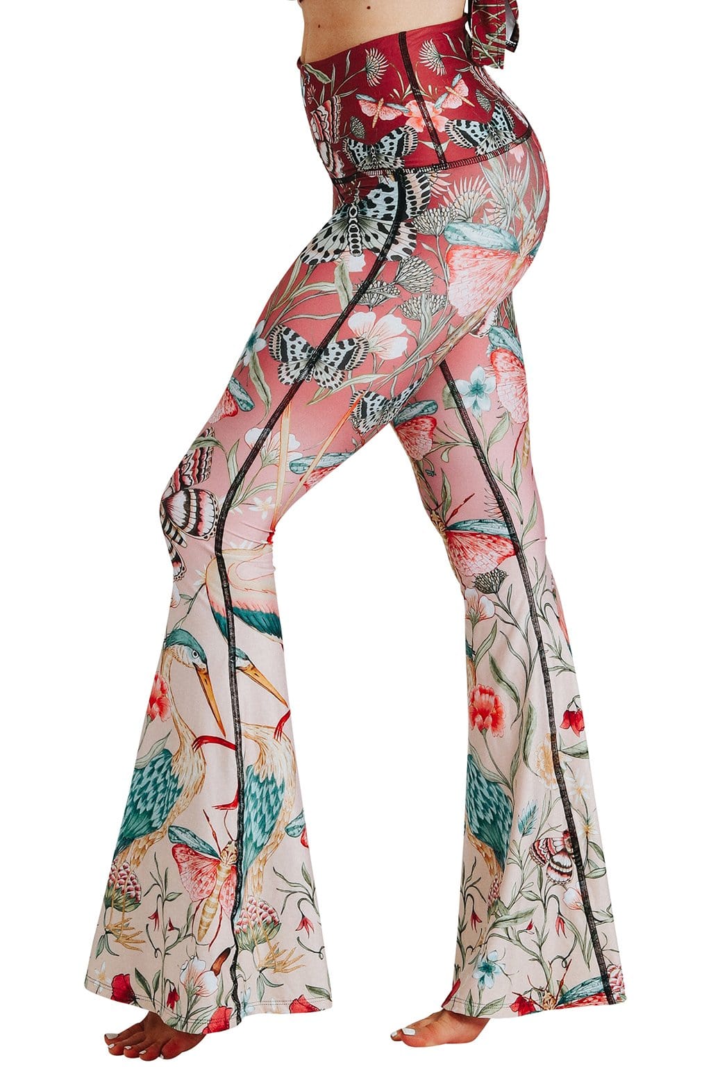 Pretty In Pink Printed Bell Bottoms by Yoga Democracy