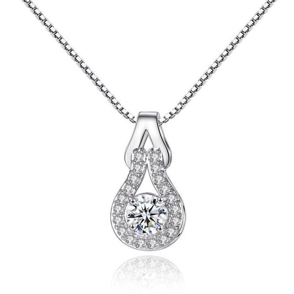 White Gold Crystal Infinity Pendant Necklace for Women by Hollywood Sensation®