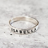 Custom Skinny Silver Name Ring by Salt and Sparkle