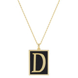 Gold Dipped Enamel Rectangle Monogram Pendant Necklace by Madeline Love