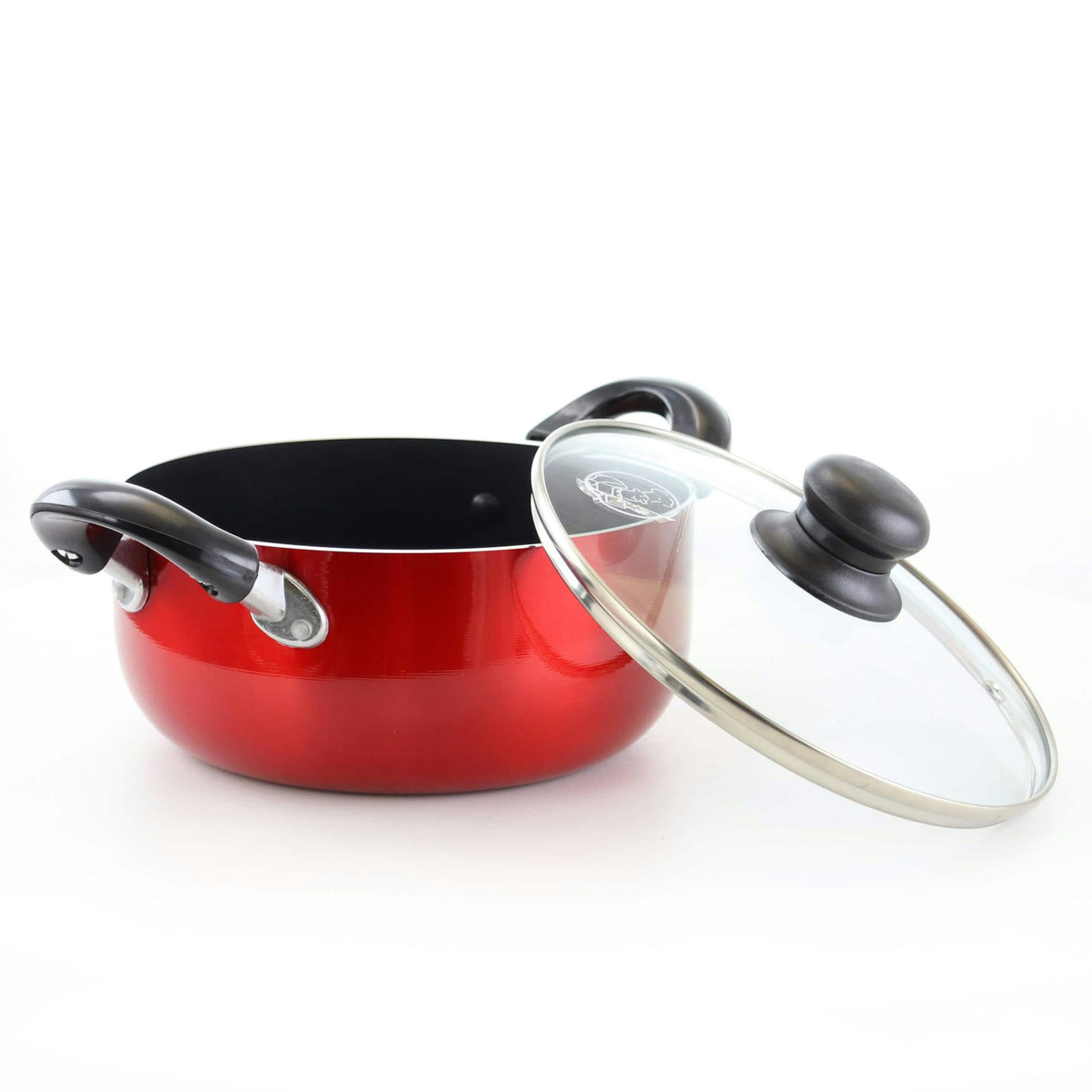 Better Chef 5-Quart Aluminum Dutch Oven With Glass Lid Metallic Finish - Red - 5 quart