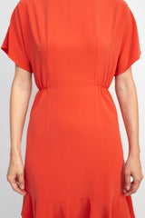 Donna Morgan Crew Neck Short Sleeve Fit & Flare Zipper Back Solid Jersey Dress by Curated Brands