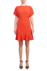 Donna Morgan Crew Neck Short Sleeve Fit & Flare Zipper Back Solid Jersey Dress by Curated Brands