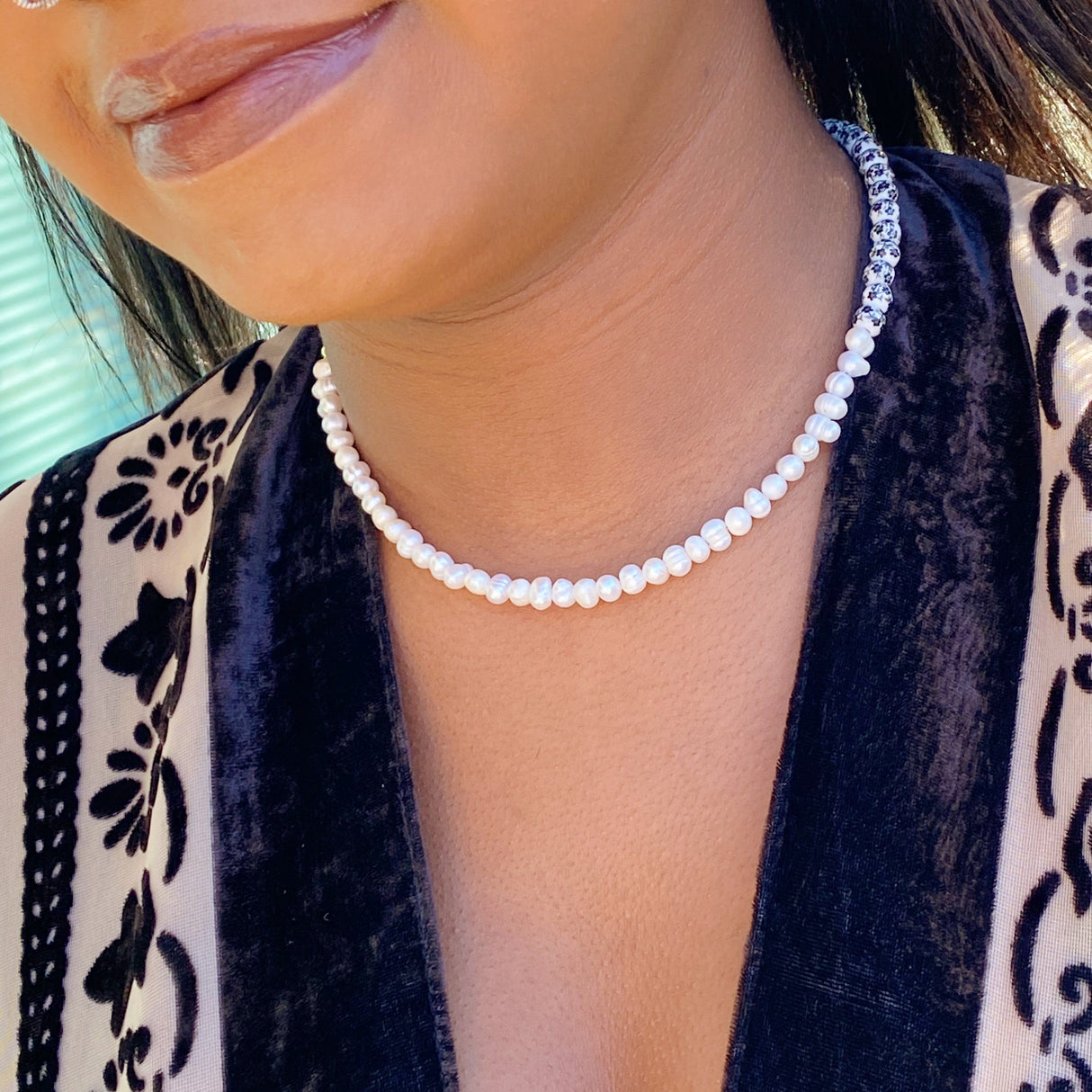 So Fresh Pearl And Porcelain Choker Necklace by Ellisonyoung.com