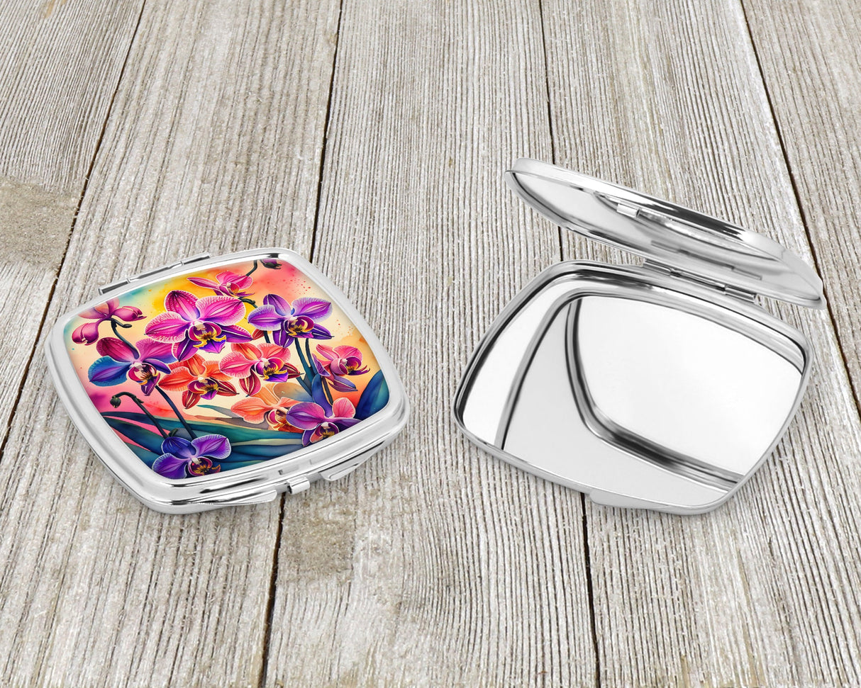 Colorful Orchids Compact Mirror by Caroline's Treasures