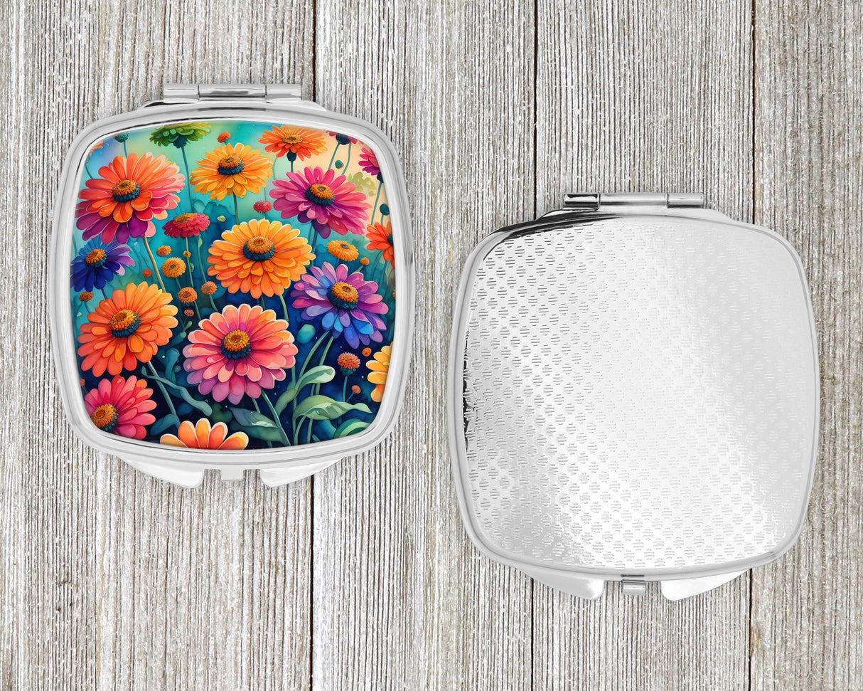 Colorful Zinnias Compact Mirror by Caroline's Treasures