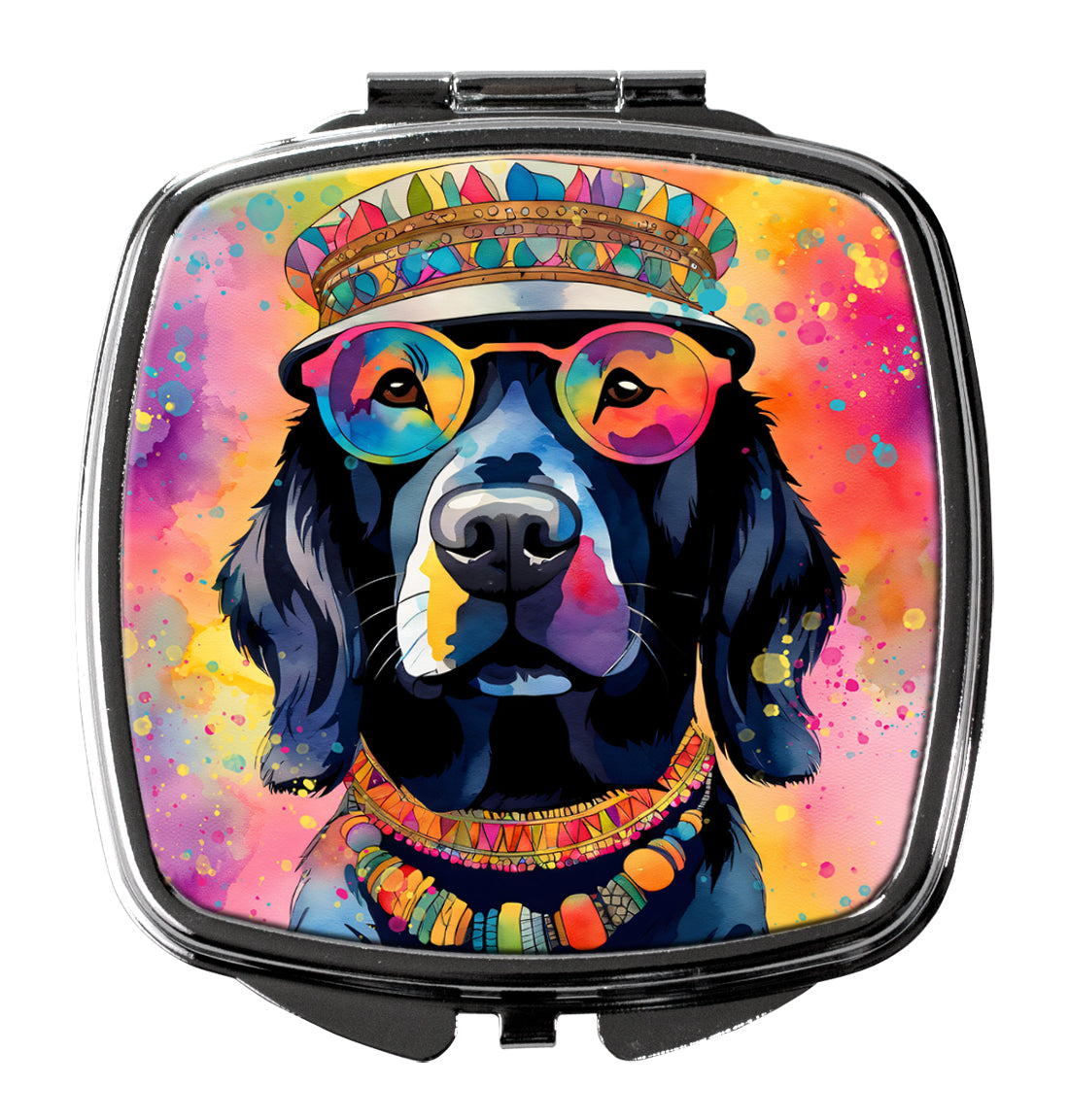 Black Labrador Hippie Dawg Compact Mirror by Caroline's Treasures