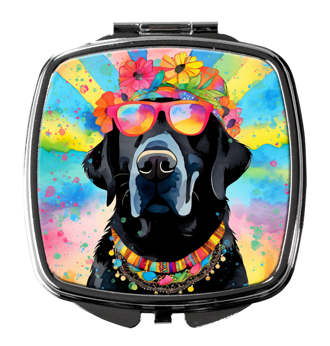 Black Labrador Hippie Dawg Compact Mirror by Caroline's Treasures