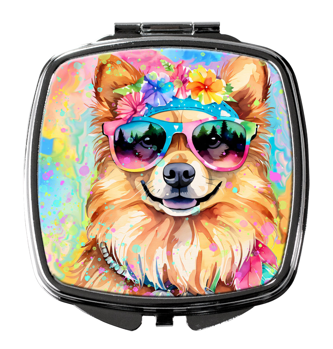 Pomeranian Hippie Dawg Compact Mirror by Caroline's Treasures