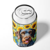 German Wirehaired Pointer in Sunflowers Can or Bottle Hugger by Caroline's Treasures